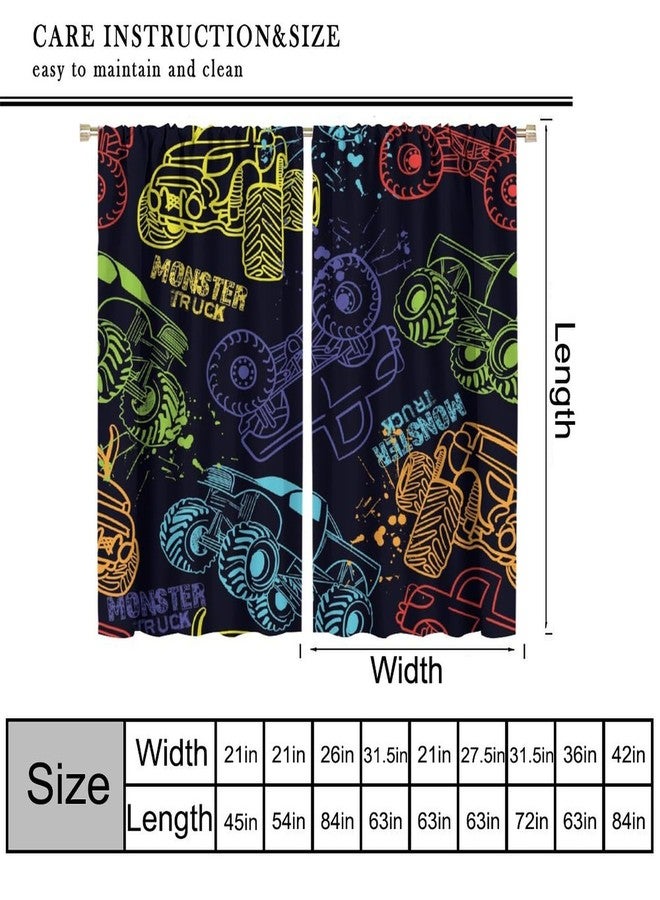 KANEPE Truck Curtains, Colorful Abstract Monster Truck Car Window Treatments, Rod Pocket Thermal Insulated Drapes for Teens Boys Bedroom Playroom Living Room, 42" W X 45" L[Decor] - Image 2